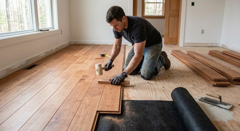 Cherry Floor Installation in Wingate, NC